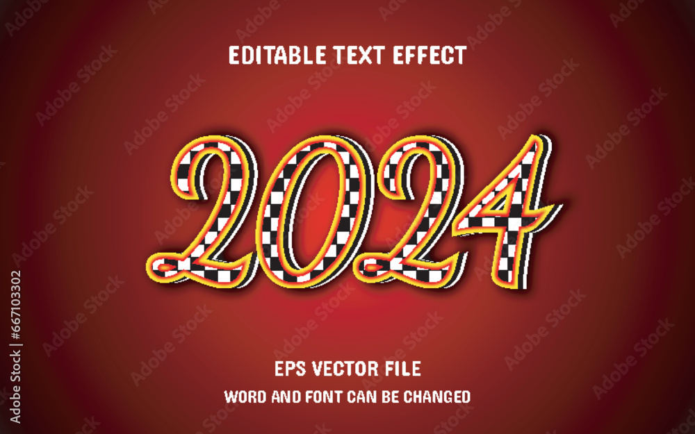 Fototapeta premium 2024 Happy new year editable text effect design