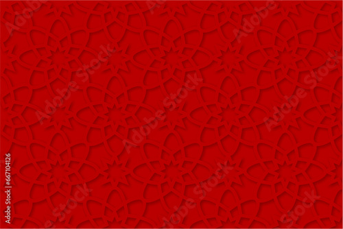 Red maroon background with three dimensional geometric pattern. Islamic background with three dimensional effect. Best design for banner, leaflet, backdrop, cover, card, and more.