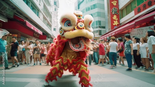 lion dance chinese new year celebration photo