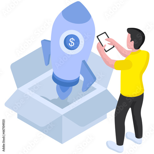 A flat design illustration of business launch 