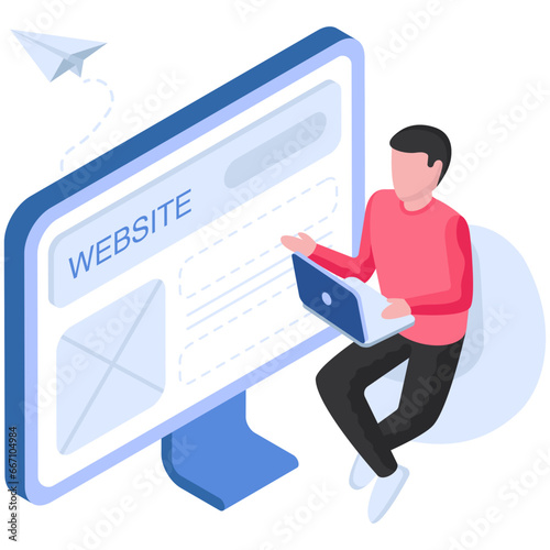 Conceptual flat design illustration of web wireframe