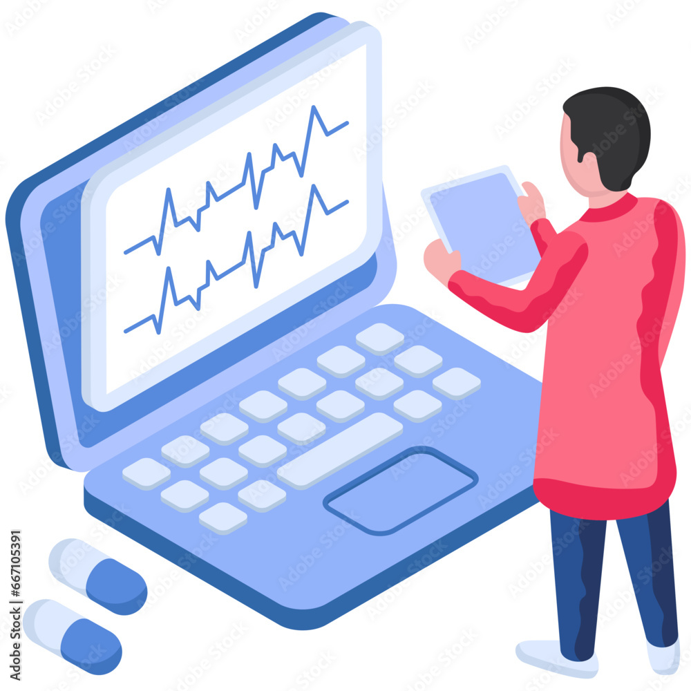 Trendy design illustration of ecg report