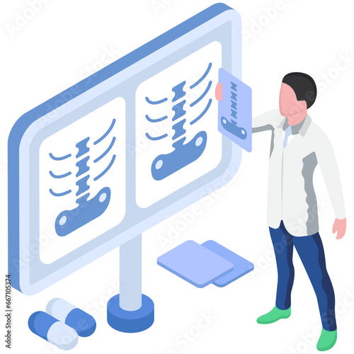 Editable design illustration of radioscopy