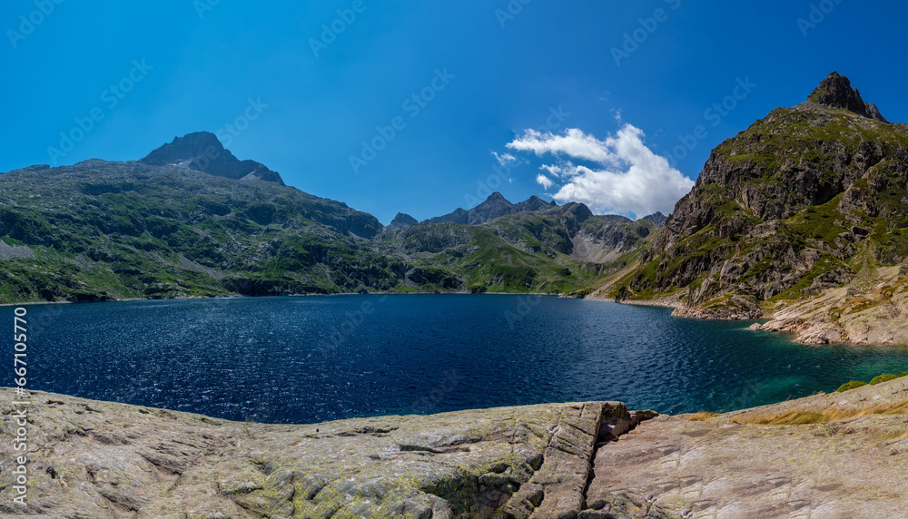 Panoramic view of the Lac d'Artouste, French Pyrenees.