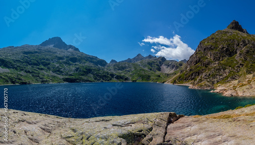 Panoramic view of the Lac d'Artouste, French Pyrenees.