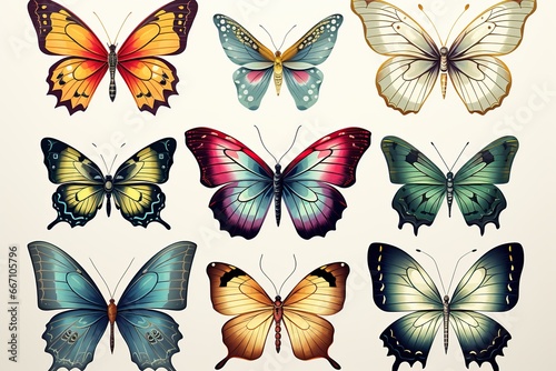 set of butterflies