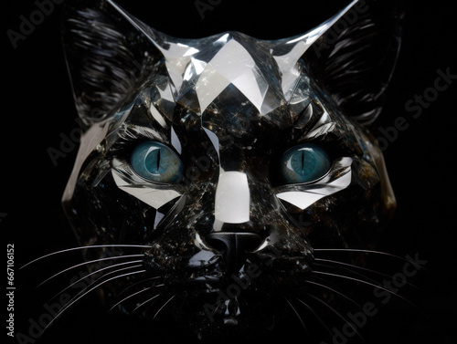 Portrait of a black obsidian cat statue