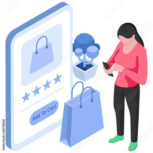 Modern design illustration of mobile shopping