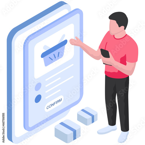 A creative design illustration of confirm shopping