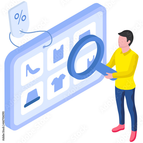 A premium download illustration of search shopping discount