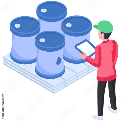 An illustration design of oil barrels