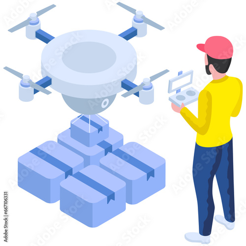Modern design illustration of drone delivery