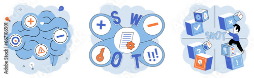 Analysis tool. Business intelligence. Vector illustration Effective planning is necessary for achieving business objectives Vectors are used in illustrations and graphic design Illustrations enhance