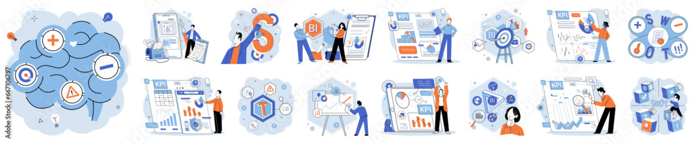 Business strategy. Vector illustration A managers role involves effective communication and decision-making The set skills required for job depends on organizations needs Brainstorming sessions Business strategy. Vector illustration A managers role involves effective communication and decision-making The set skills required for job depends on organizations needs Brainstorming sessions
