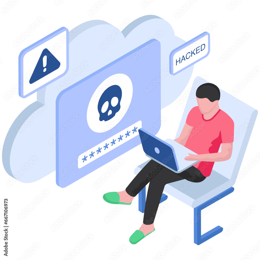 Editable design illustration of password hacking Editable design illustration of password hacking