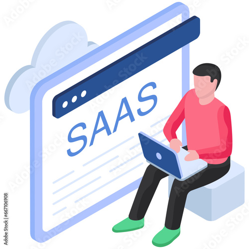 Conceptual flat design illustration of saas