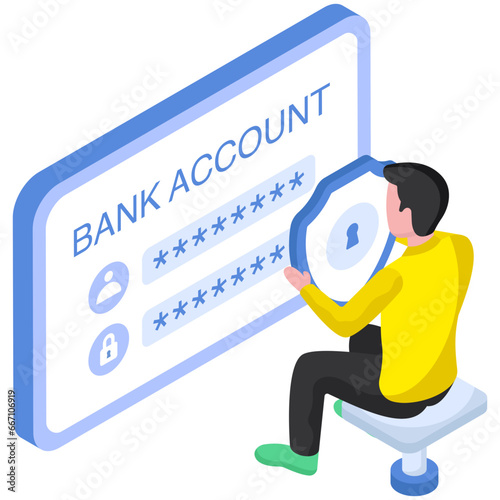 A flat design illustration of secure bank account