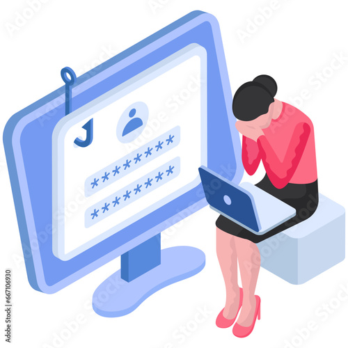 Unique design illustration of password phishing 