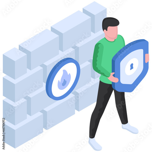 An editable design illustration of firewall