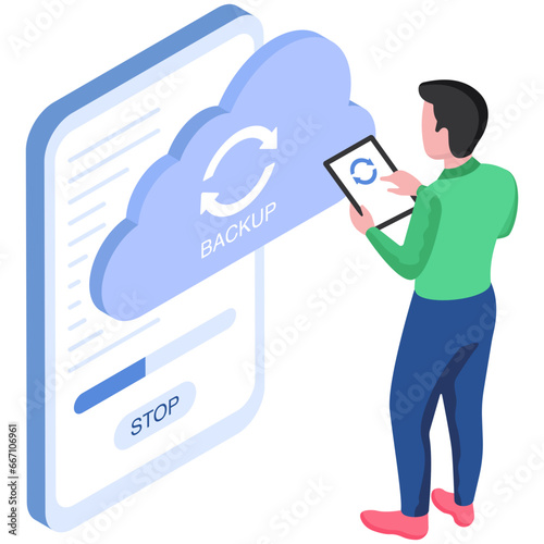 Unique design illustration of cloud backup