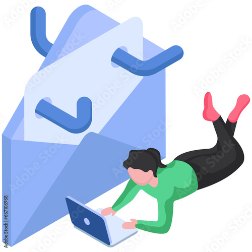 A trendy design illustration of mail hacking