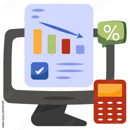 Editable design icon of recession chart