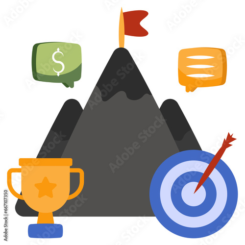 Conceptual flat design icon of mission accomplished