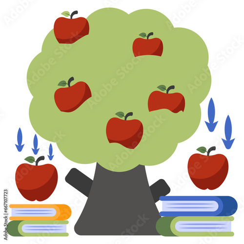 Colored design icon of falling apple 
