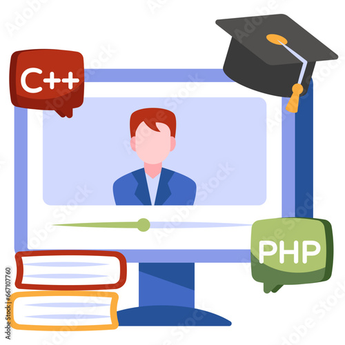 A unique design icon of online recorded lecture 