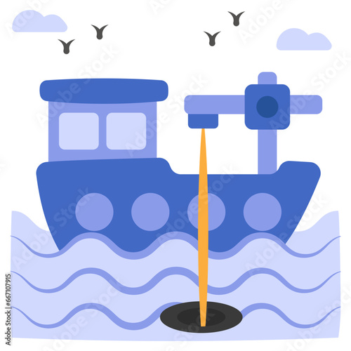 A creative design icon of ship oil spill