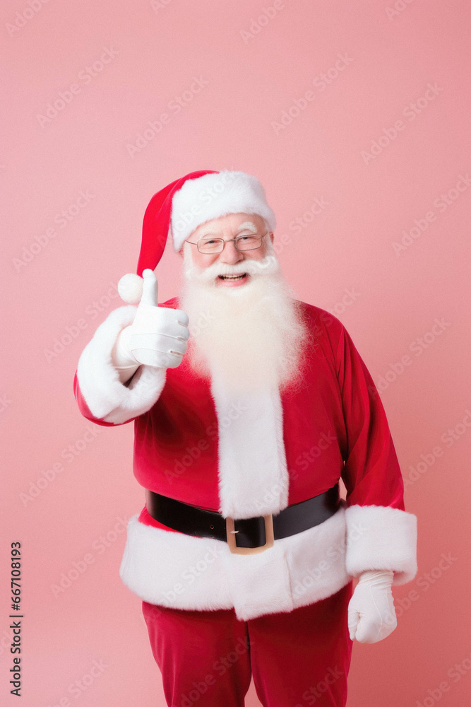 Portrait of santa claus showing thumbs up on color background Portrait of santa claus showing thumbs up on color background