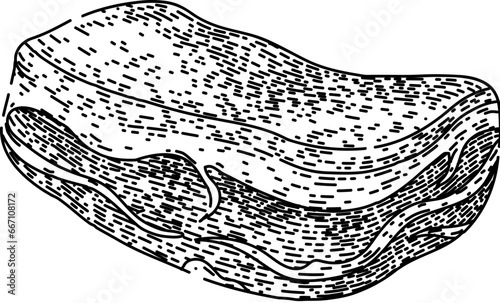 sirloin meat hand drawn. cooking fresh, cut red, barbecue bbq sirloin meat vector sketch. isolated black illustration