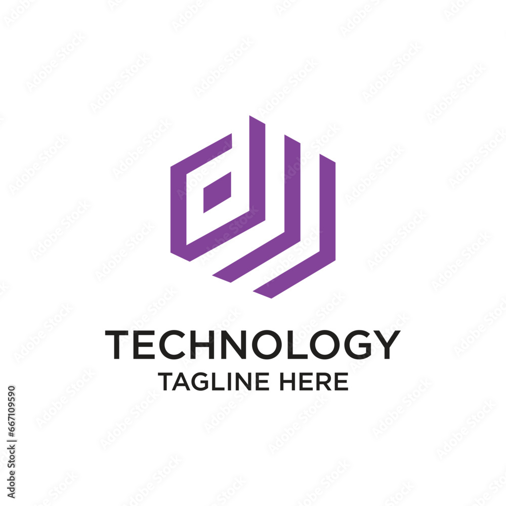Tecnology logo design simple concept Premium Vector