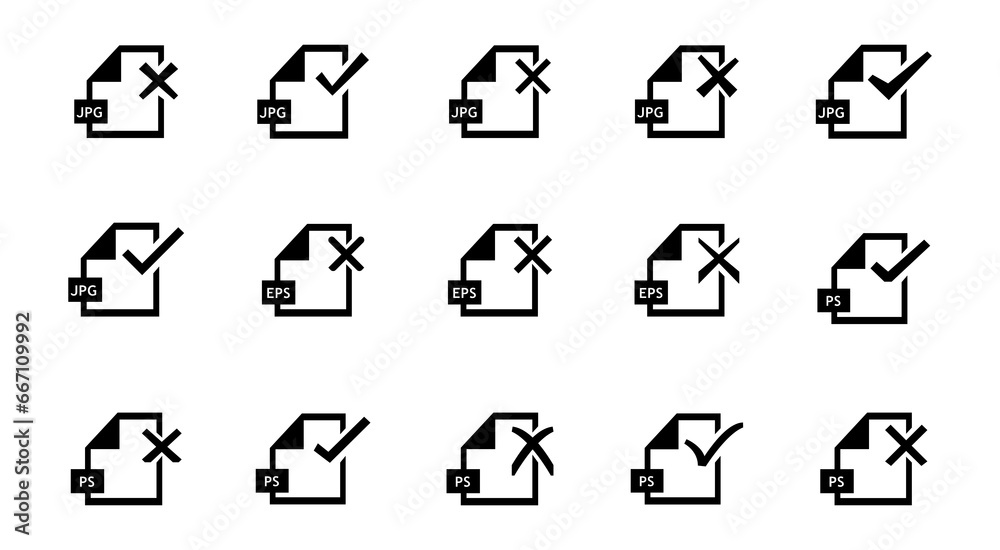 File Icon Vector Set. Protected, Wrong, Right and Warning vector illustration File Icon Vector Set. Protected, Wrong, Right and Warning vector illustration