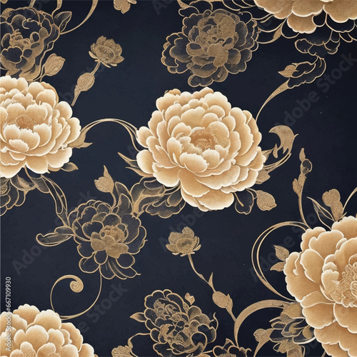 Japanese Flower seamless pattern Background