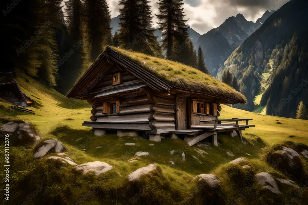 Fototapeta premium old house in the mountains