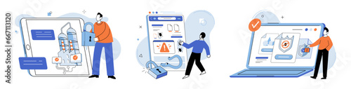 Data protection. Vector illustration. Datprotection is metaphorical shield ensures security information Technology plays crucial role in ensuring datsafety Businesses prioritize privacy and Businesses