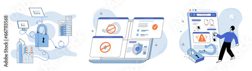 Information privacy. Vector illustration. Safeguarding access to sensitive information is crucial for maintaining privacy Cyber security systems defend networks and systems from unauthorized access
