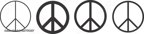 Peace symbol vector illustration. Black and white circle international peace icon for anti war or nuclear disarmament. american style vector.