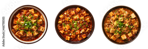 Mapo tofu, top view, transparent background, isolated image, generative AI
