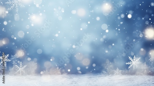  winter wonderland: merry Christmas and happy new year greeting card with snowy bokeh background   © Ashi