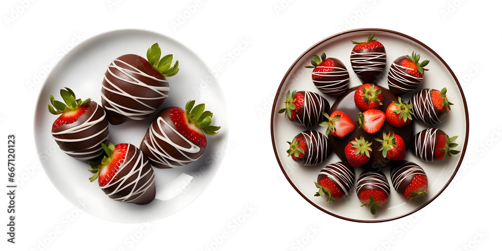 Chocolate covered Strawberries, transparent background, isolated image, generative AI
 - obrazy, fototapety, plakaty 