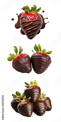Chocolate covered Strawberries, transparent background, isolated image, generative AI
