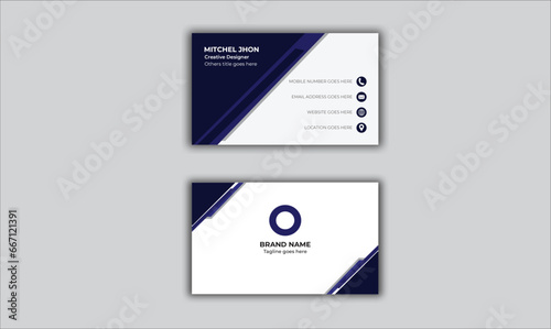 Modern simple blue and white clean business card template design 