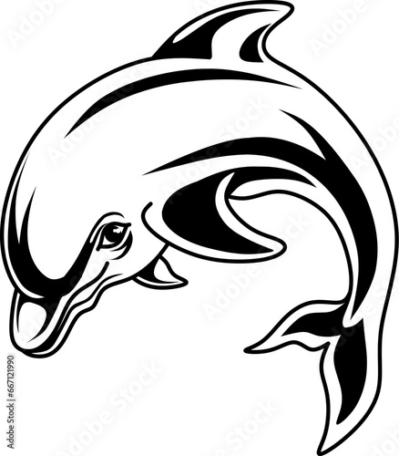 dolphin illustration black and white