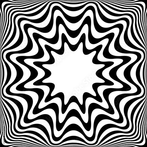 Abstract Op Art Wavy Lines Pattern with 3D Illusion Effect.