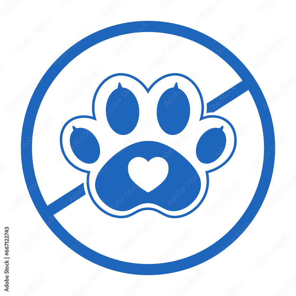 blue do not animal enter and dog paw icon blue do not animal enter and dog paw icon