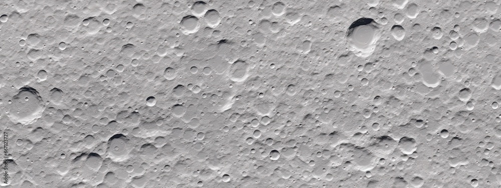 Seamless moon surface close up background texture. Tileable greyscale lunar, meteor craters, rocks and furrows planetary pattern. Astronomy concept wallpaper, space backdrop - obrazy, fototapety, plakaty 