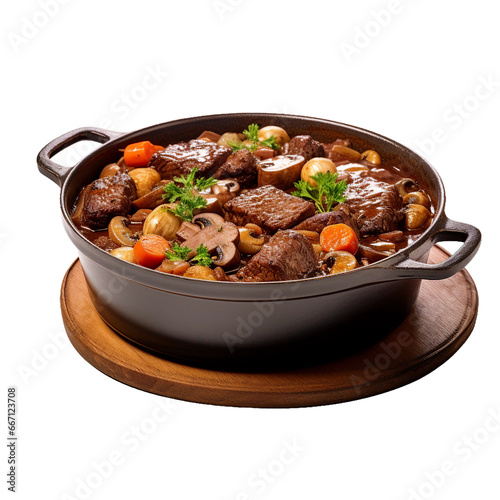 Boeuf Bourguignon, transparent background, isolated image, generative AI
