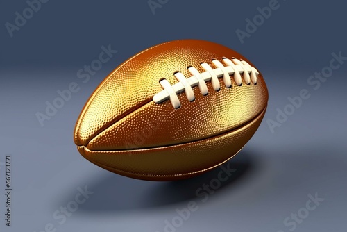 Gold American football on background, rendered in 3D. Generative AI